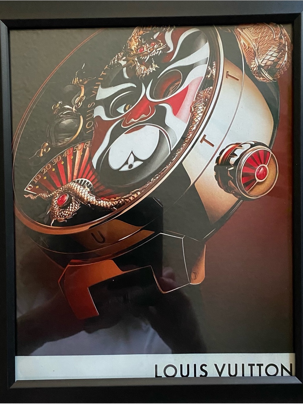 Louis Vuitton Red, Gold and Black Watch Face Poster